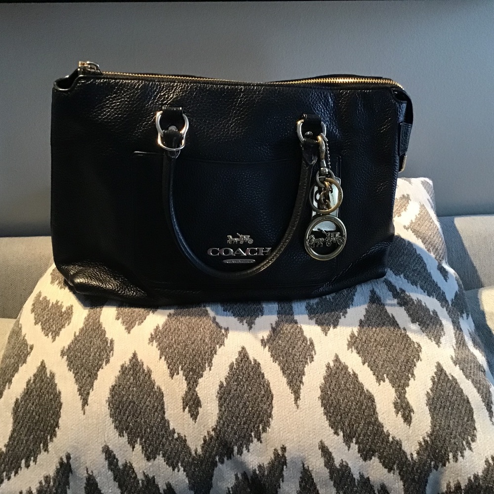 Coach Black Leather Bag with Gold Hardware ** FREE SHIPPING **
